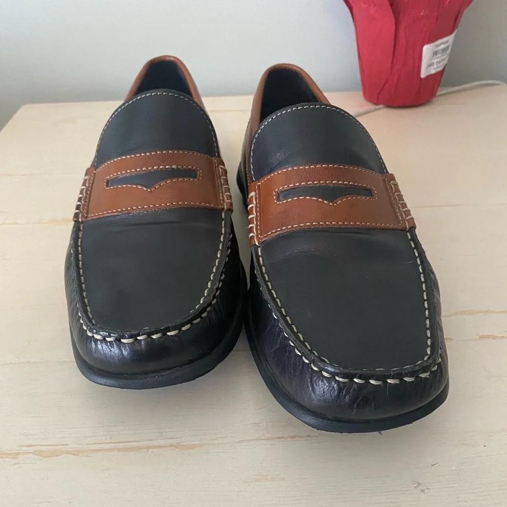 ECCO Men's Black and Tan Slip-On Loafers Size 45 (11/11.5)